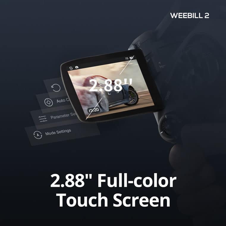 L'écran HD rabattable du Weebill 2 offre une commande améliorée pour vos tournages